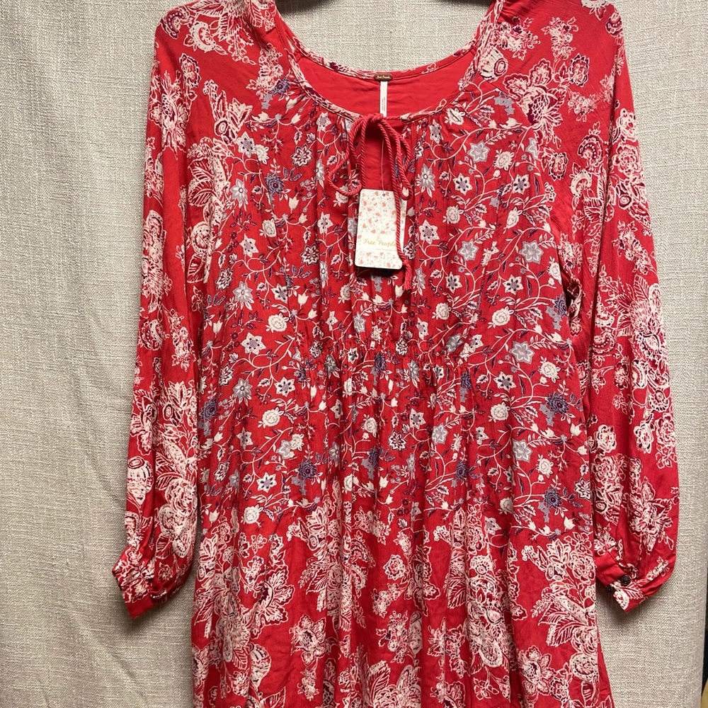 NWT~ FREE PEOPLE FLORAL DRESS/LONG TUNIC ~ SIZE: SMALL ~ RETAILS $158